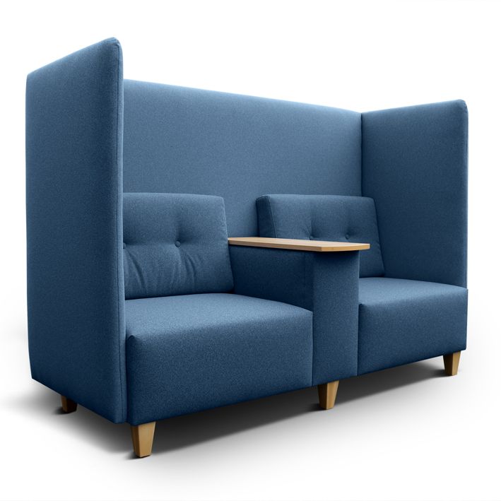 Akustik-Sofa ZONE mit 1 Ablage, SH 43 cm, B1 Stoff o. Kunstleder viele Farben